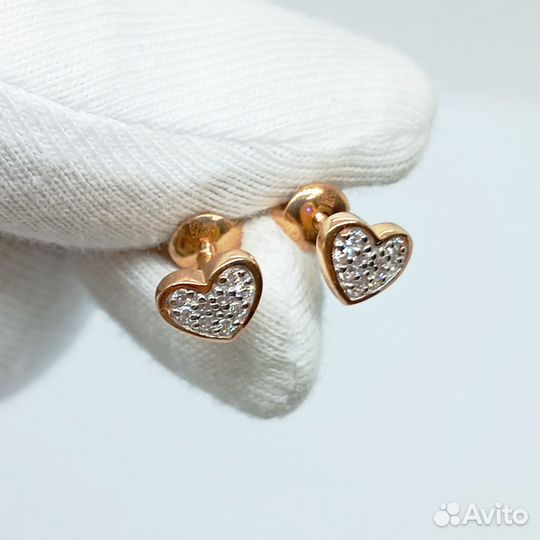 Серьги с синтетическим камнем Золото