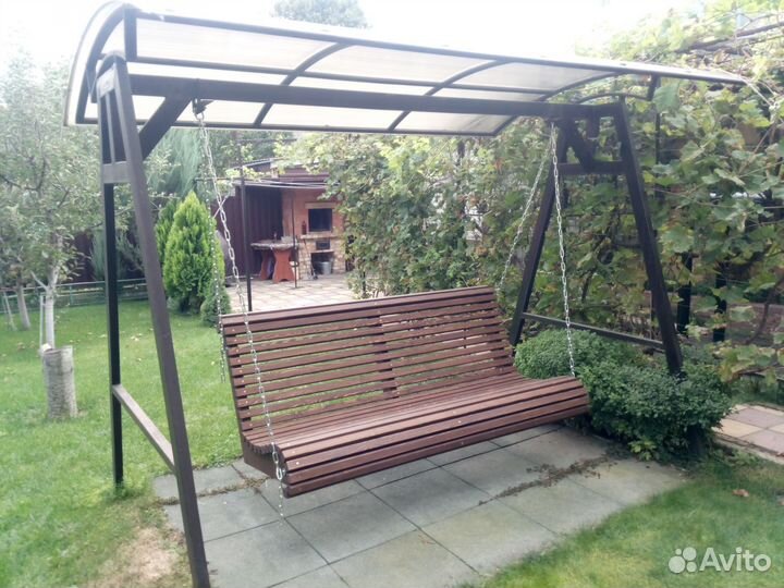 Скамейка для качели фигурная деревянная