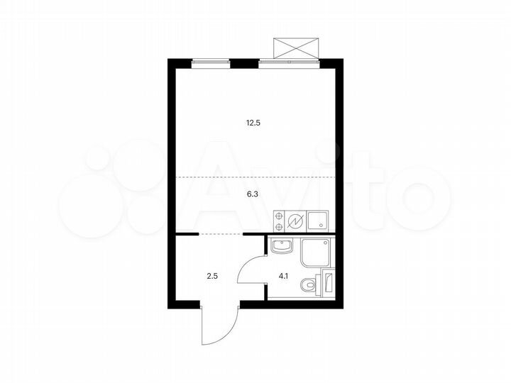 Квартира-студия, 25,4 м², 23/33 эт.