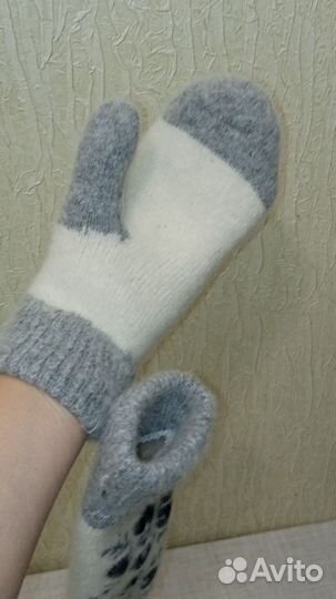 Варежки шерстяные тёплые