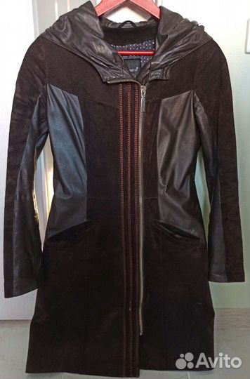 Кожаный плащ-пальто 44-46 р