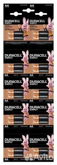 Элемент питания Duracell Simply LR6 отрывной 2*10