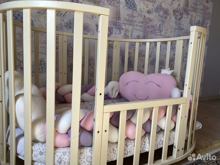 Круглая и овальная кроватка трансформер 9 в 1