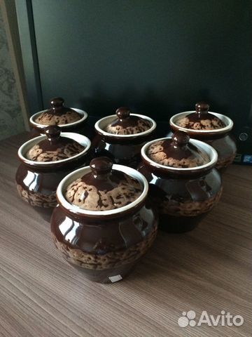 Керамические глазурованные горшочки