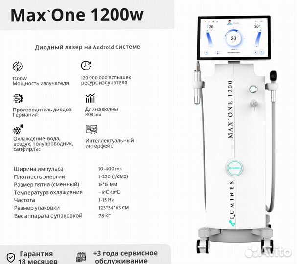 Диодный лазер для эпиляции Lumines’ Max’One 1200W