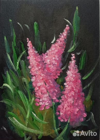 Картины маслом Картины с цветами Черный фон