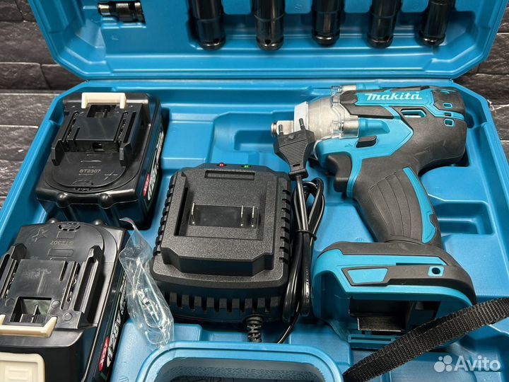 Гайковерт аккумуляторный с набором makita 18-v