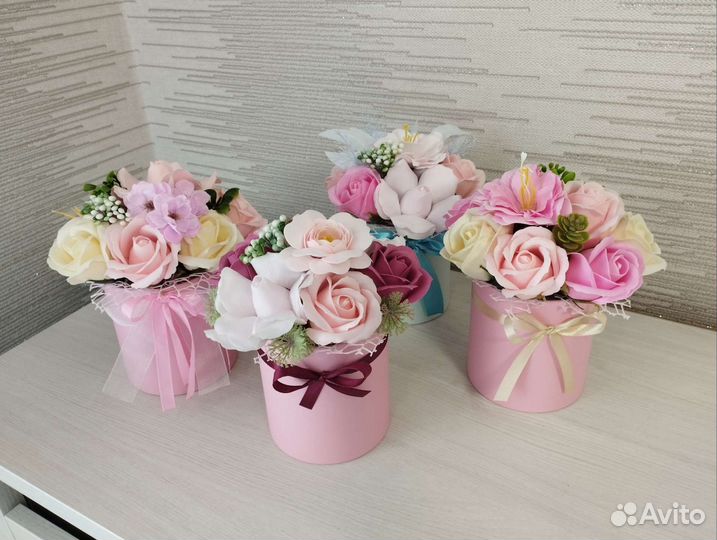 Мыльные розы букеты в коробке