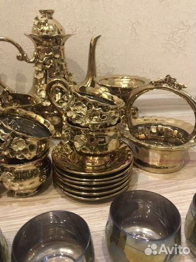 Сервис чайный,кофейный СССР золотой