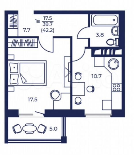 1-к. квартира, 42,2 м², 11/16 эт.