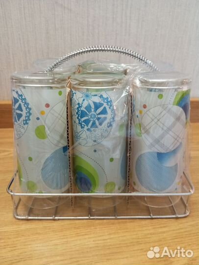 Набор стаканов новый в коробке с подставкой