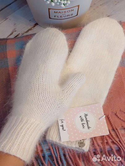 Варежки женские пуховые варежки тёплые варежки