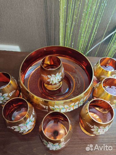 Посуда Богемное стекло позолота