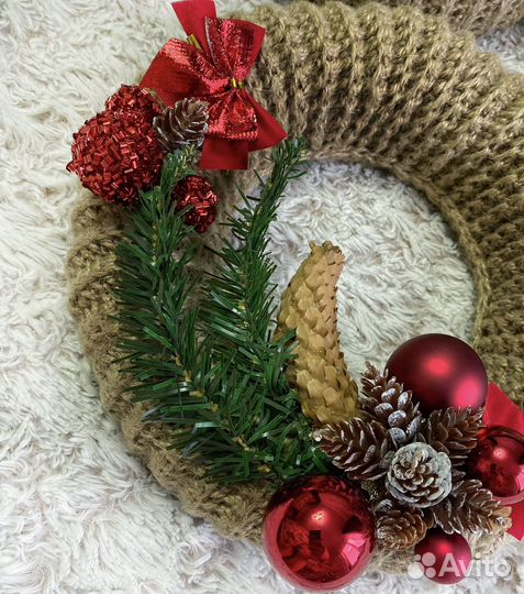 Новогодний венок ручной работы