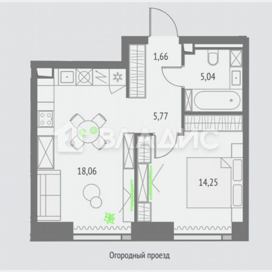 1-к. квартира, 44,8 м², 20/54 эт.
