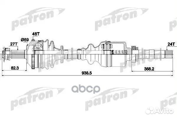 Полуось правая 27x928x59x24 citroen: evasion 94