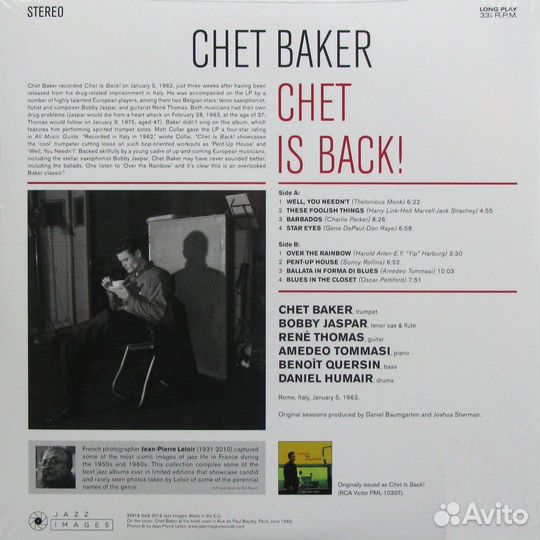 Chet Baker Chet Is Back (Limited Edition) (LP)