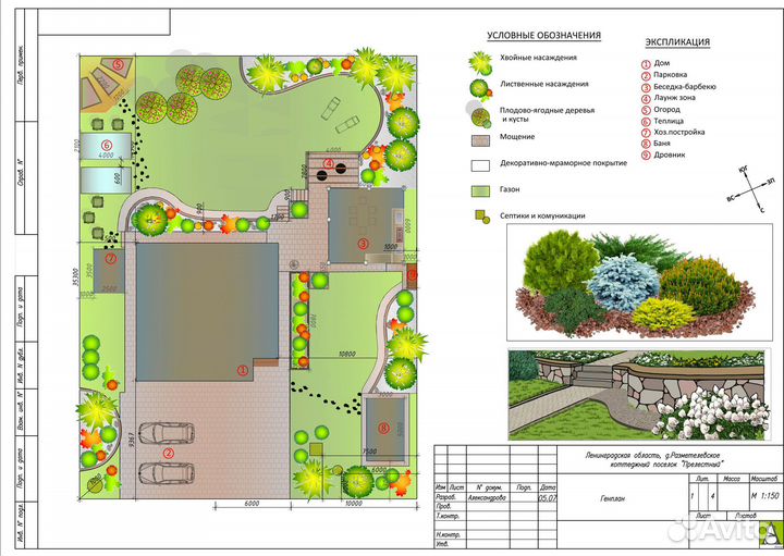Готовый дизайн проект 10 соток дачного участка \ А