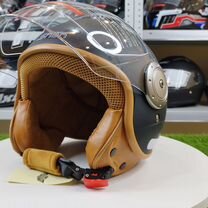 Мотоциклетный шлем в ретро стиле. Черный матовый
