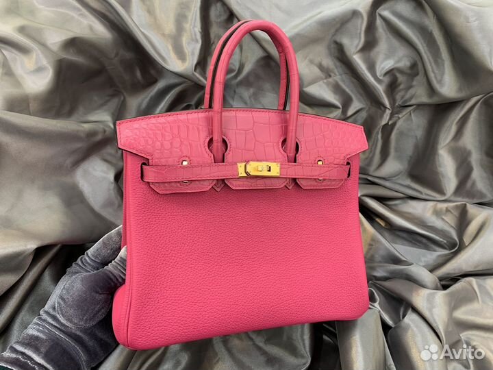 Сумка Hermes Birkin 25 Togo/Аллигатор малиновый