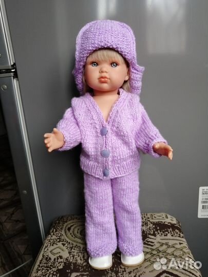 Вязаный комплект одежды для кукол 45-48 см