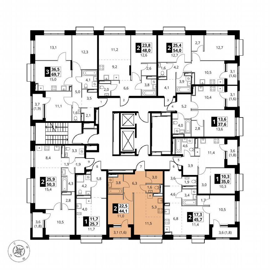 1-к. квартира, 44,1 м², 3/21 эт.