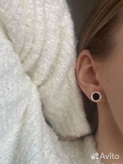 Новые серьги Dkny черная эмаль оригинал