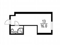 1-к. апартаменты, 16 м², 3/19 эт.