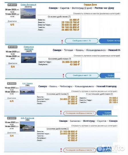 Речной круиз в сентябре 2023