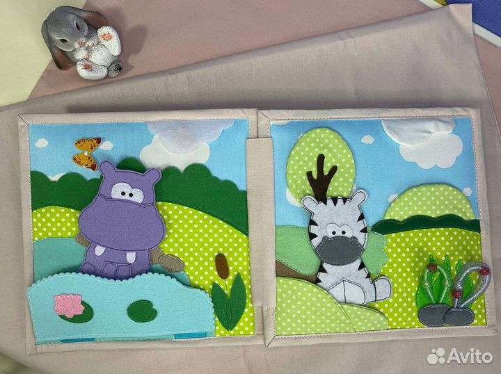Детская развивающая книга из фетра Зоопарк