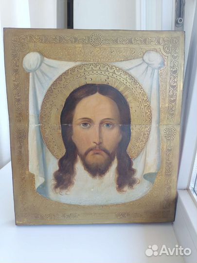 Икона старинная Спас Нерукотворный