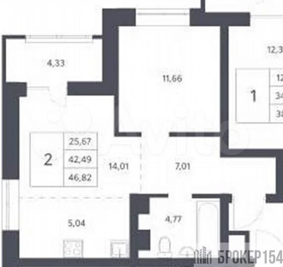 1-к. квартира, 42,5 м², 4/21 эт.