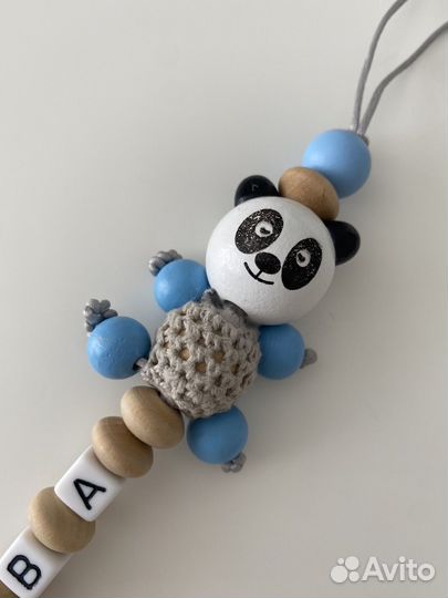 Деревянный держатель подвеска для соски с именем