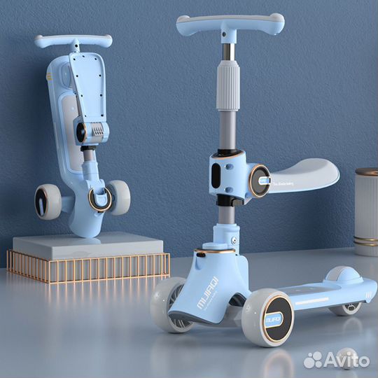 Самокат трехколесный детский беговел трансформер