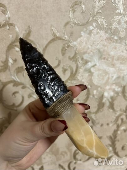 Нож атам из обсидиана и оникса