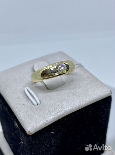 Золотое кольцо с бриллиантом 0.09 ct