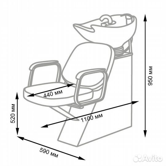 Парикмахерская мойка с креслом новое