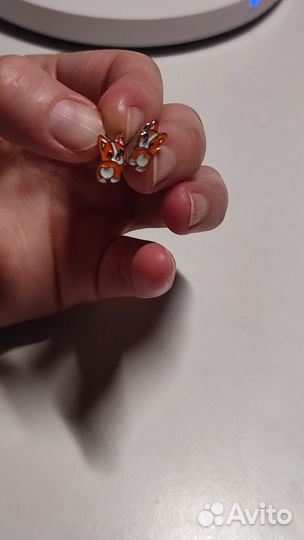Серьги Корги серебро