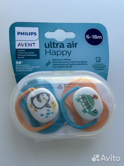 Соска пустышка philips avent ultra air 6-18