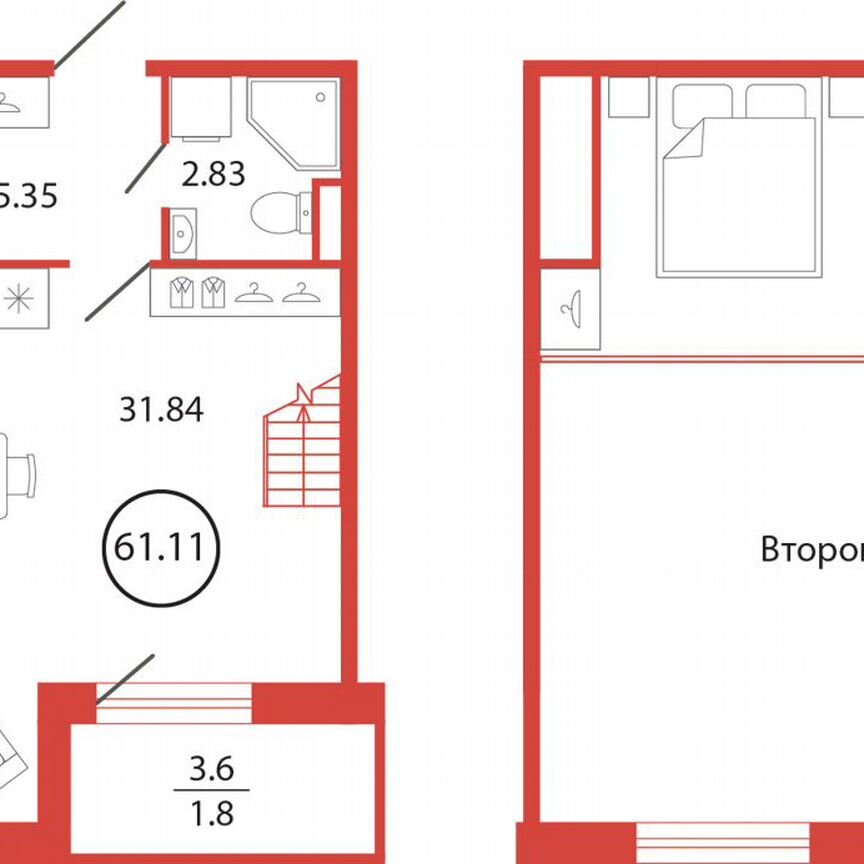 Квартира-студия, 61,1 м², 1/12 эт.