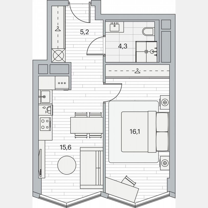 1-к. квартира, 40,9 м², 18/20 эт.