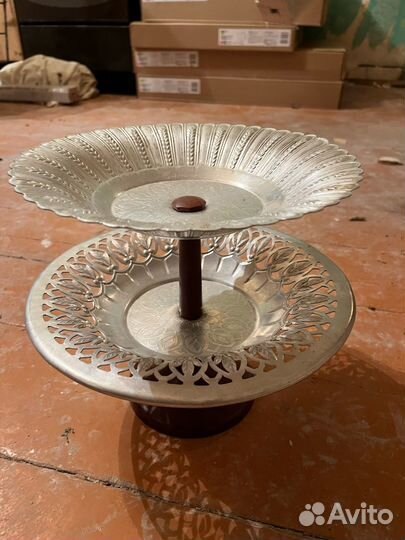 Фруктовница-этажерка СССР на ножке винтаж