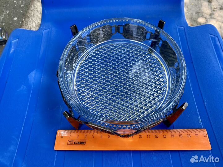 Конфетница, пепельница, стекло, мельхиор, СССР