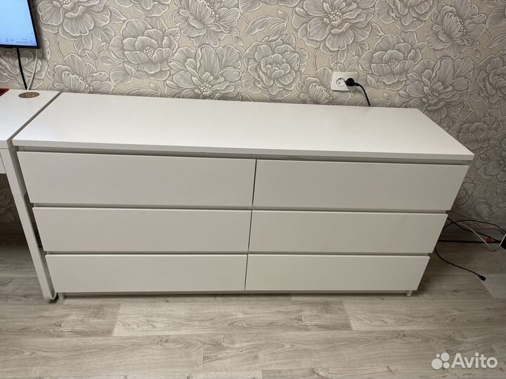 Комод IKEA мальм 6 ящиков белый