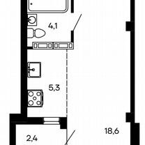 Квартира-студия, 30,4 м², 3/9 эт.