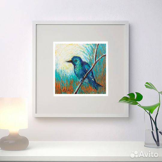 Картина - Колибри, картина птица в поле