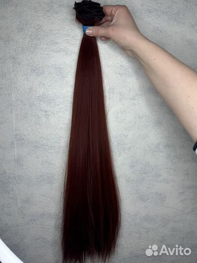 Волосы на заколках медный цвет