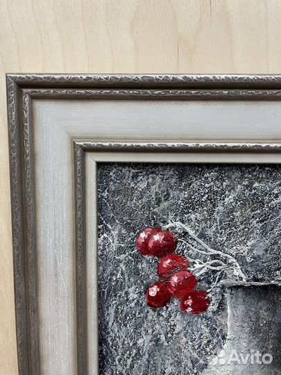 Картина маслом «Натюрморт с рябиной» 25х20