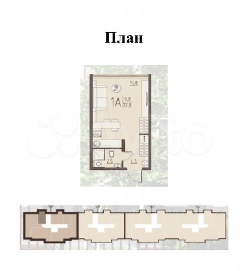 Квартира-студия, 22,8 м², 3/7 эт.