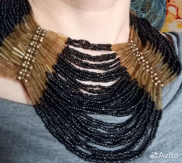 Ожерелье гривна Индия винтаж стеклянный бисер